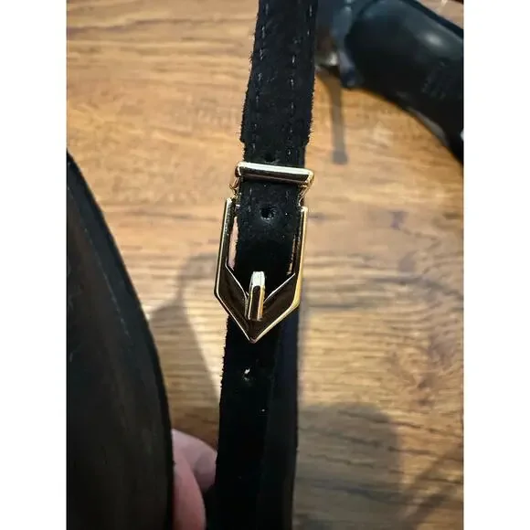 Schutz Alicia Suede Leather Slingback Pumps Black Women’s Size 6B Heels Chic - Picture 12 of 13